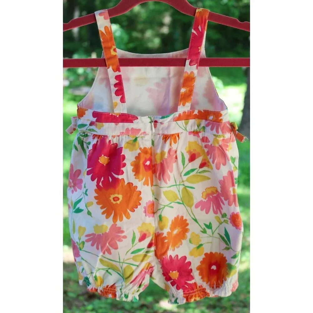 2004 Gymboree Floral Palette Bubble Romper Jumper Watercolor Flowers Summer